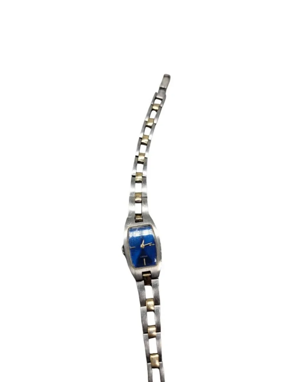 Vintage Seiko Mechanical Hand-Wind Ladies Watch Blue Dial Two-Tone Running 6.5